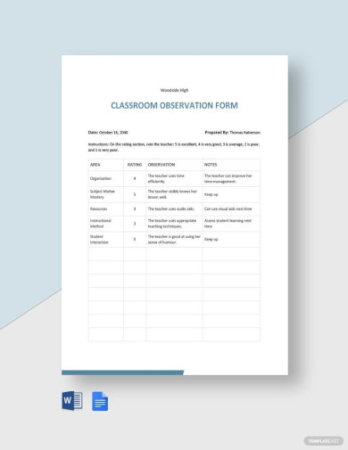 observation report sample