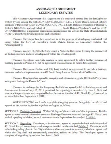 sample assurance agreement template