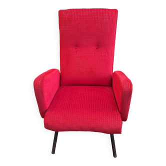 Fauteuil vintage en tissu rouge