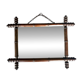 Miroir en bois forme bambou