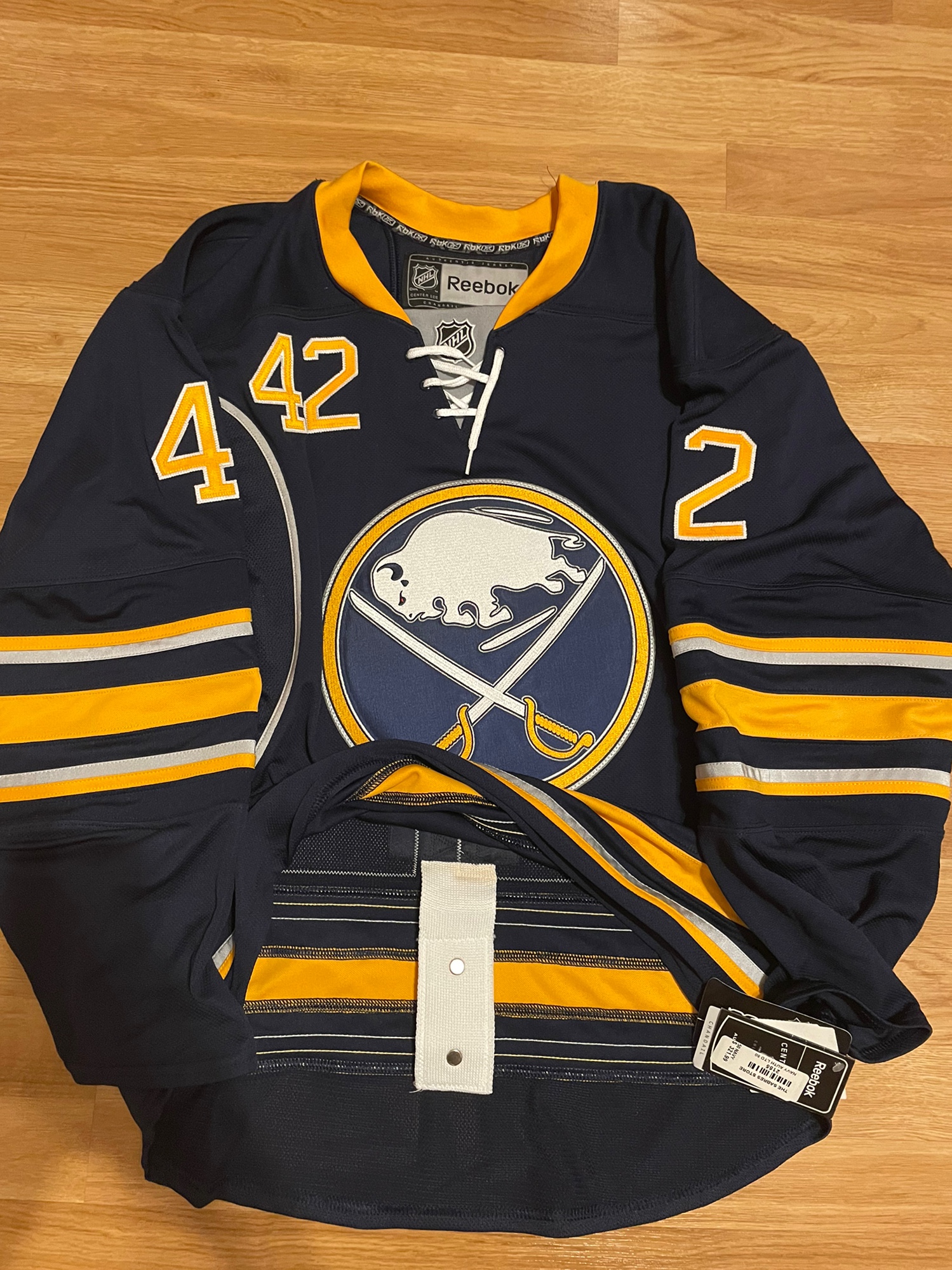 NWT Buffalo Sabres Authentic Gerbe Reebok MIC NHL Hockey Jersey 50 Blue Home