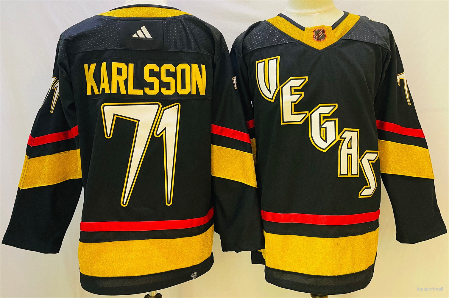 Men's Vegas Golden Knights 71 William Karlsson Black Reverse Retro Ice Hockey Jersey Size 50