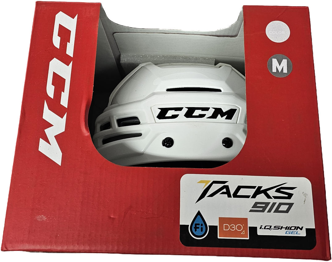 CCM TACKS 910 PRO STOCK HOCKEY HELMET WHITE MEDIUM BRAND NEW NCAA(11626)