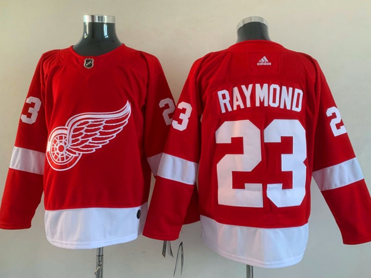 Detroit Red Wings 23 Lucas Raymond Red Reverse Retro Hockey Jersey Size 50