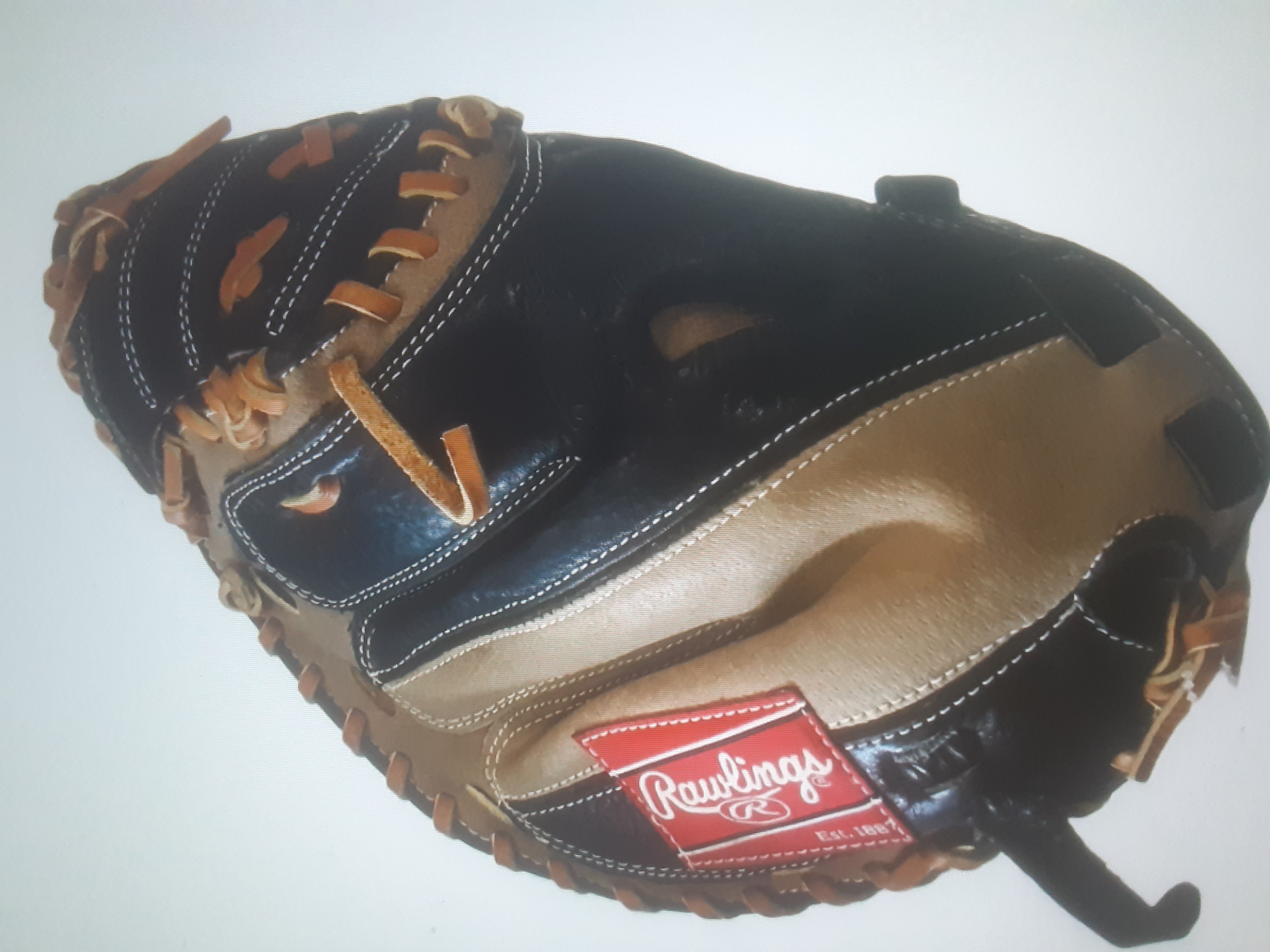 Used Rawlings Right Hand Throw Catcher's Baseball Glove 35"