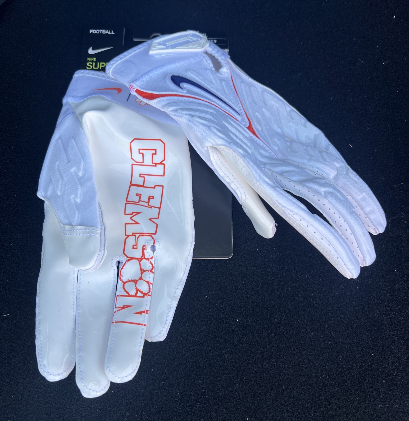 Nike Clemson Tigers Team Issued Superbad 6.0 Football Gloves FN5731-114 Size 2XL