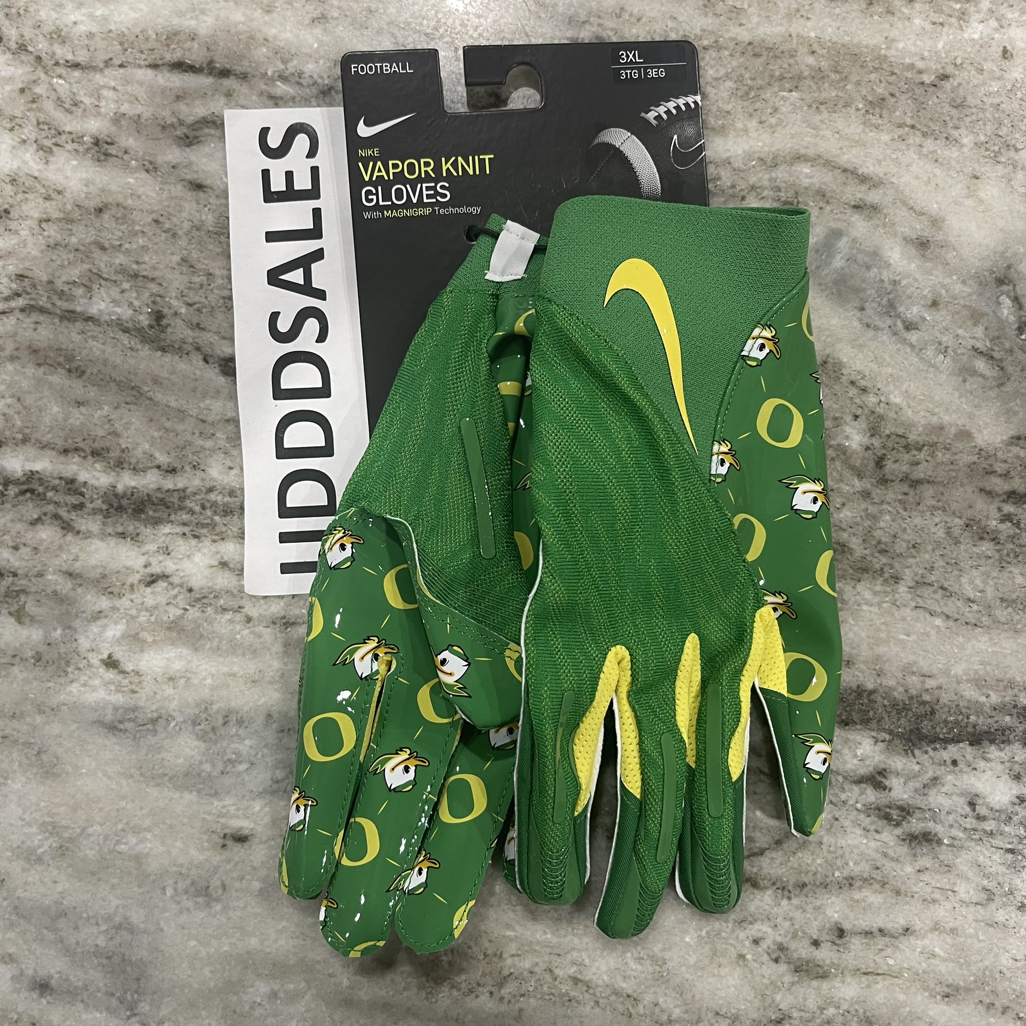 Nike Oregon Ducks Vapor Knit Football Gloves Team Issued FN5294-341 Men’s 3XL  New