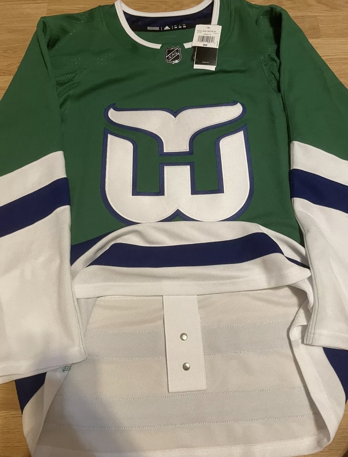 Carolina Hurricanes Hartford Whalers Heritage Adidas Authentic NHL Jersey NWT 50