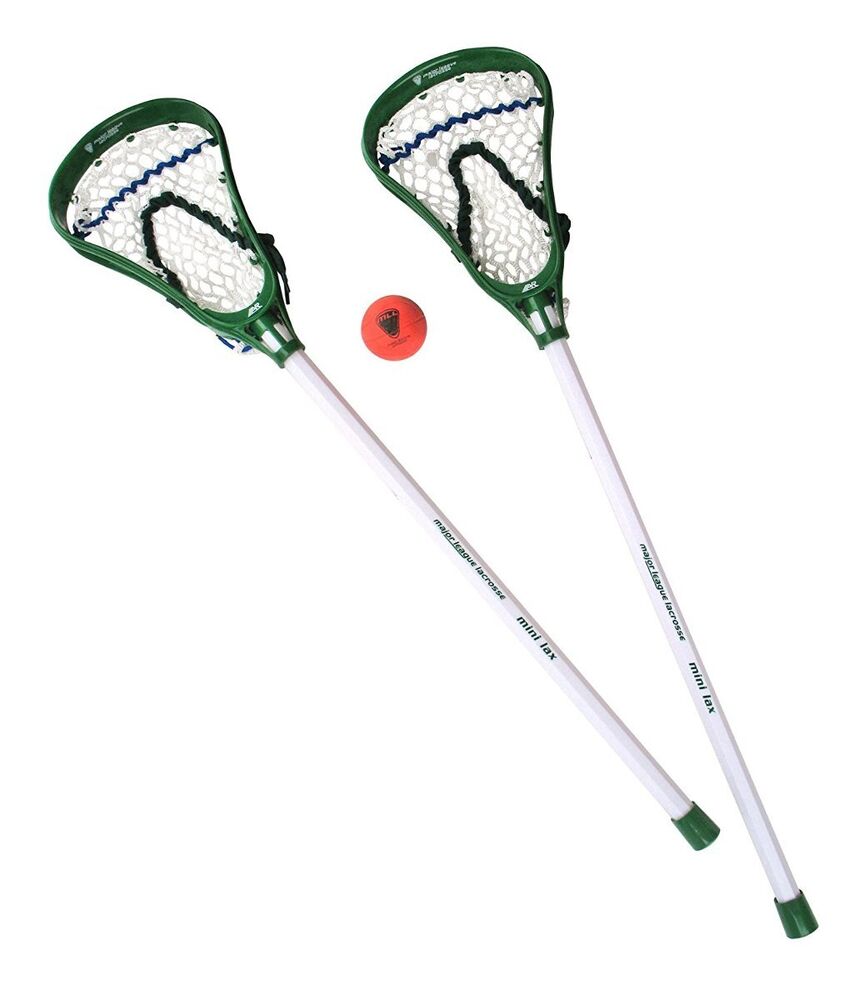 A&R Sports MLL Major League Lacrosse Mini Stick Set 2 Green Sticks & Sponge Ball