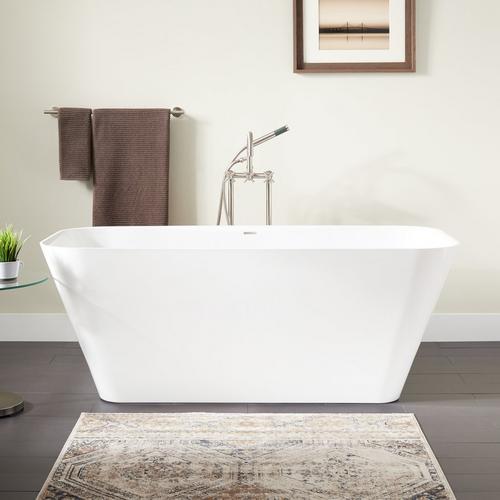 66" Inoma Solid Surface Freestanding Tub - Gloss Finish