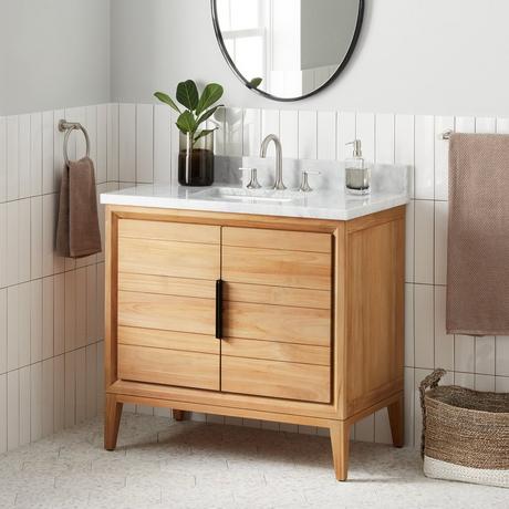 36" Aliso Teak Vanity with Rectangular Undermount Sink - Natural Teak