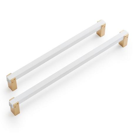 Hovland Two-Tone Solid Brass Appliance Pull - Matte White/Satin Brass