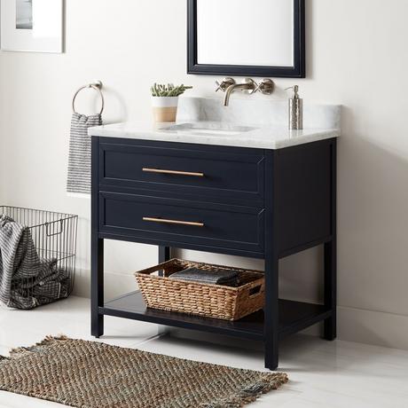 36" Robertson Mahogany Console Vanity for Rectangular Undermount Sink - Midnight Navy Blue