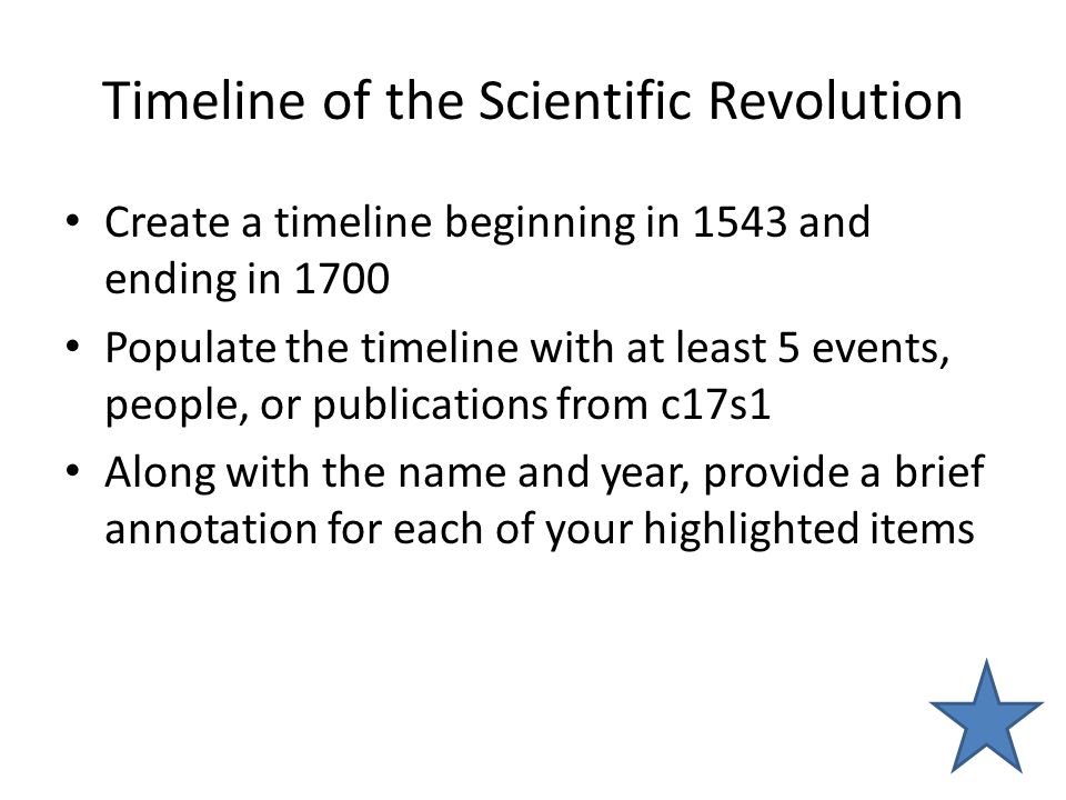 Scientific Revolution Timeline Events