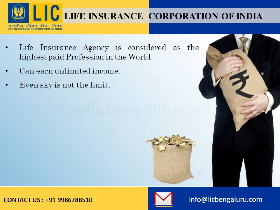 WELCOMES YOU TO THE PROFESSION OF LIC AGENCY CONTACT US : LIFE INSURANCE  CORPORATION OF INDIA - ppt download