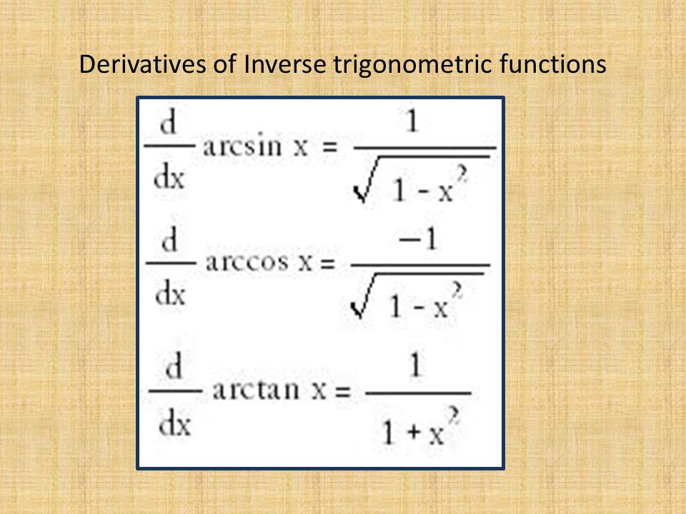 Arcsin Arccos Arctan Paul Nettleton Derivatives Of Inverse Trigonometric Functions Ppt Download