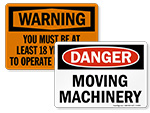 Machine Hazard Signs & Labels