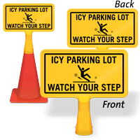 Icy Parking Lot ConeBoss Sign