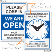 Custom 2-Sided Building Manager Be Back Sign