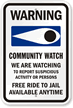 Community Watch Report Suspicious Activity Sign