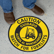 Bilingual Caution Forklift Traffic Slipsafe™ Floor Sign