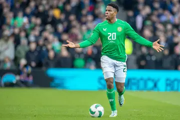 Chiedozie Ogbene of Ireland reacts during the Republic of Ireland V Belgium