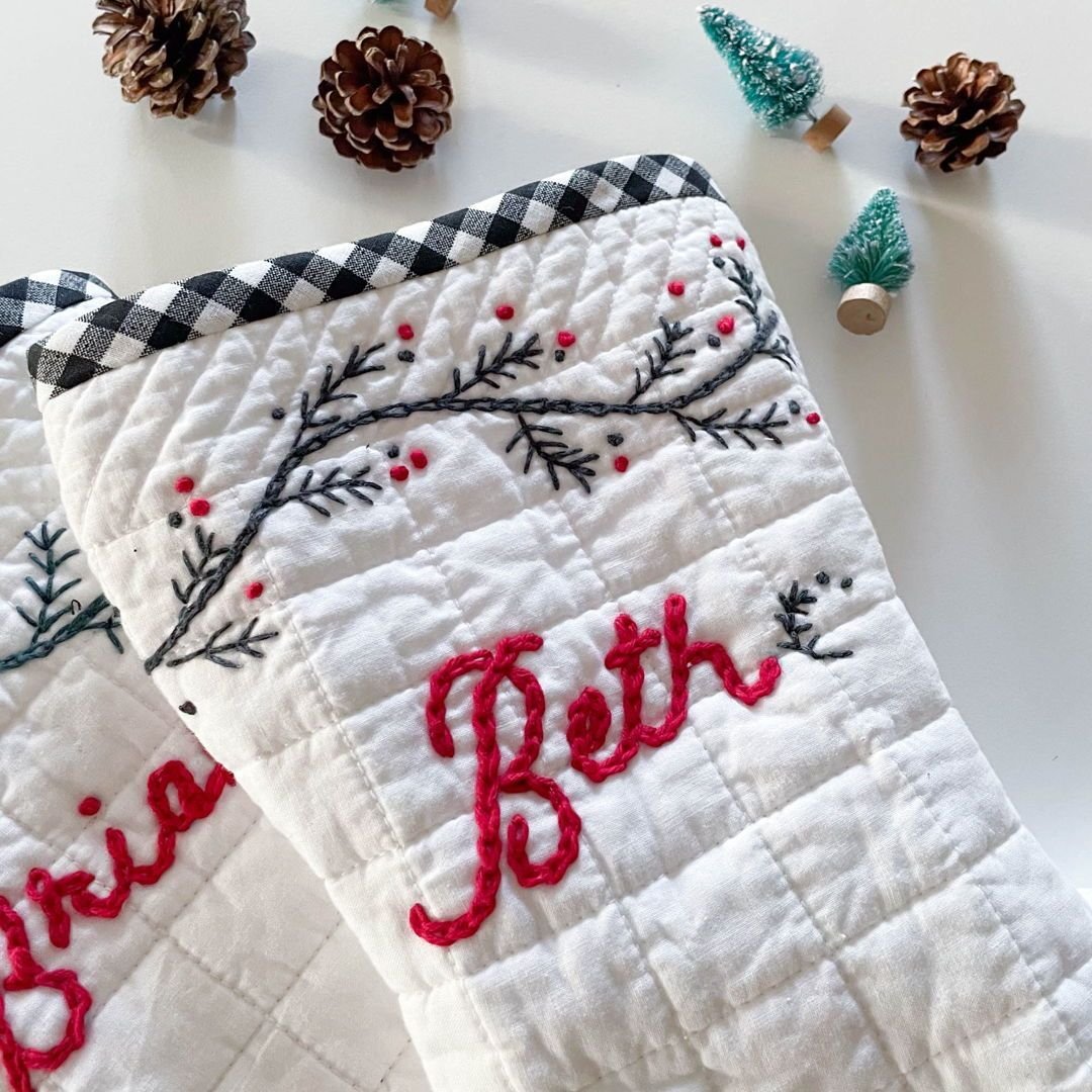 New blog post! 🎉 I stitched up these personalized Christmas stockings using two quilted pillow shams, a bit of embroidery, a couple of strips of bias binding and my #sewdiystocking sewing pattern. 🤗 🎄 

All the details are on my blog at sewdiy.com