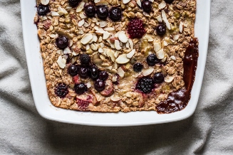 Rhubarb Berry Baked Oatmeal