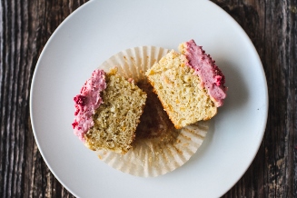 Orange Cream Cupcakes with Strawberry Frosting