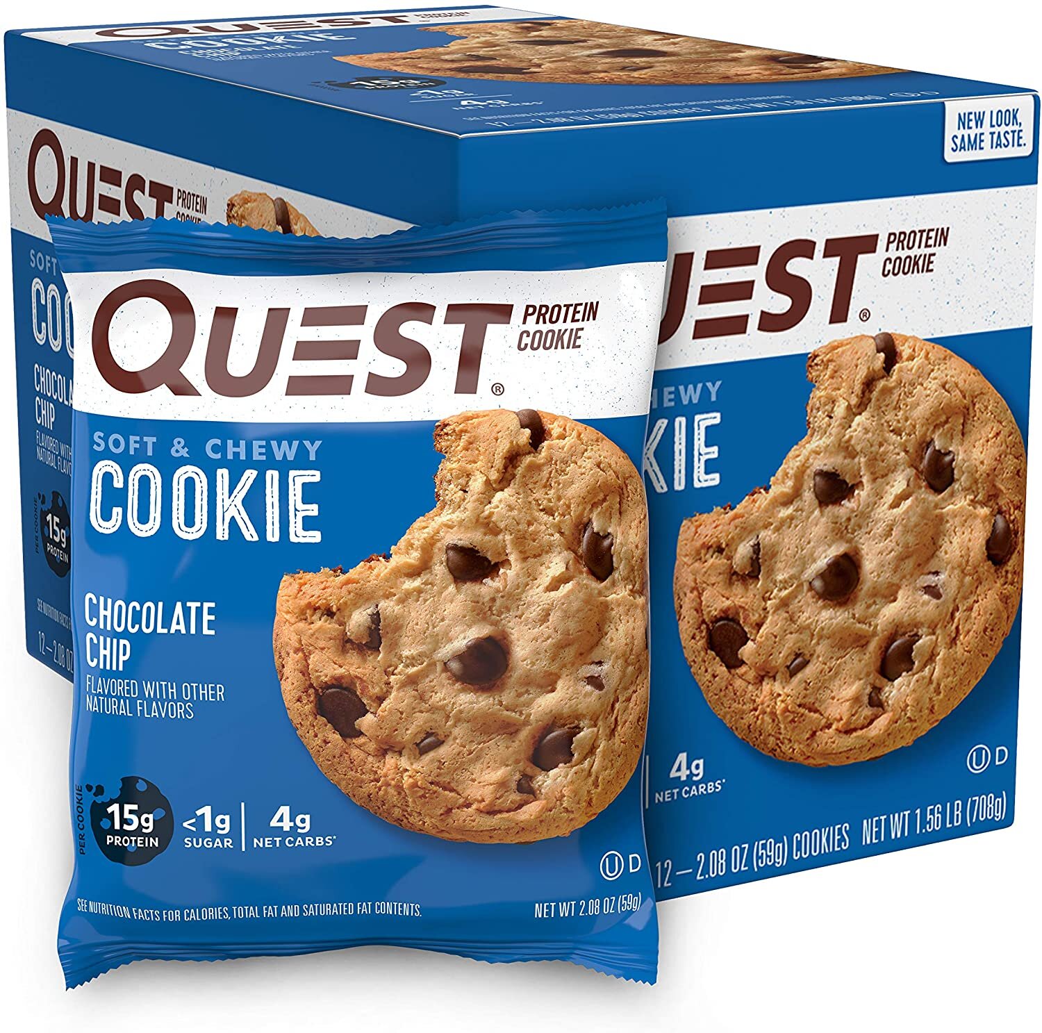 Quest Nutrition Chocolate Chip Protein Cookie, Keto Friendly, High Protein, Low Carb, Soy Free