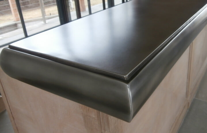 Custom Edge on Pewter Bar Top