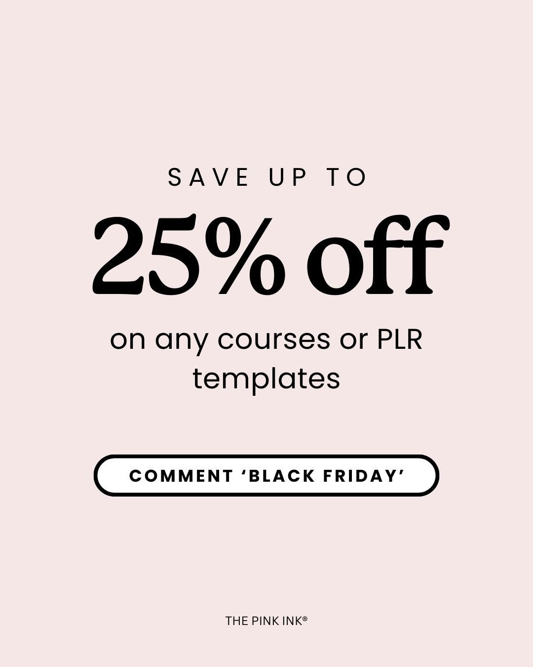 Black Friday wouldn&rsquo;t be complete without a deal that saves you big 👀 ⁠
⁠
That&rsquo;s right, we got more than just the Plannerpreneur&rsquo;s Blueprint Bundle waiting for you! ⁠
⁠
If you&rsquo;ve had your eye on a Pink Ink course or PLR templ