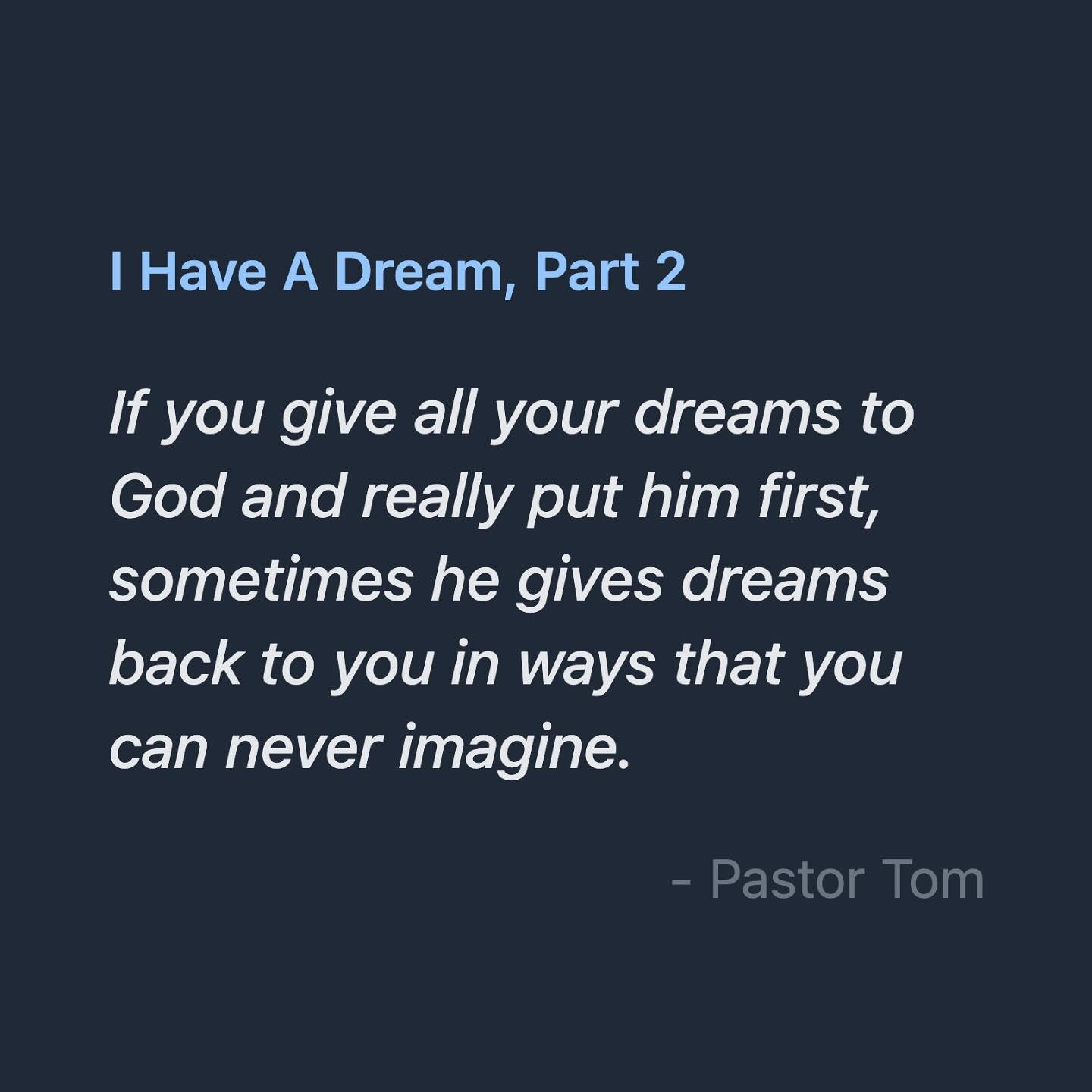 God is already dreaming big for You.