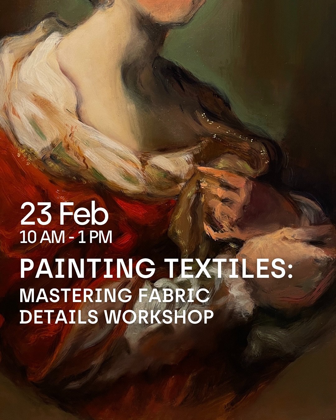 Join this exclusive workshop and master the essential techniques to capture the intricate folds, textures and luminous qualities of fabric that make portraits truly come to life! 🎨
Swipe to see a sneak peek of the process!

🗓️ 23 February
⏰ 10:00 A