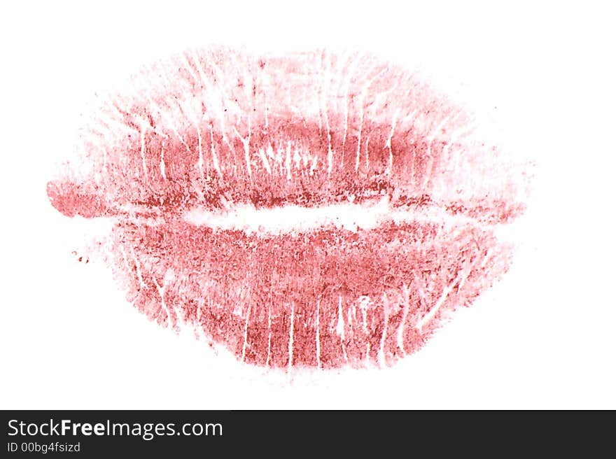 Red lip imprint over white