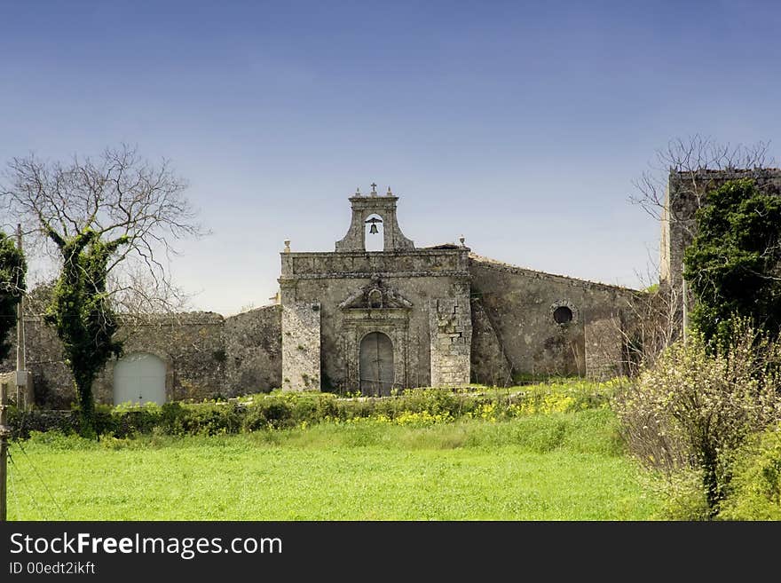 An  Abandoned ancient rural church in the sicilian country