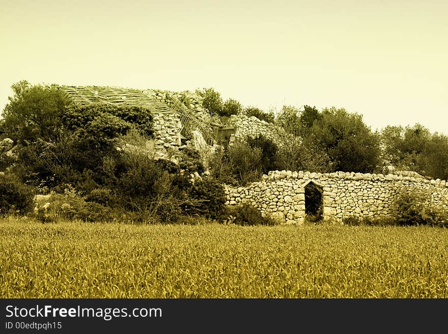 An Ancient abandoned farm in the sicilian country. An Ancient abandoned farm in the sicilian country