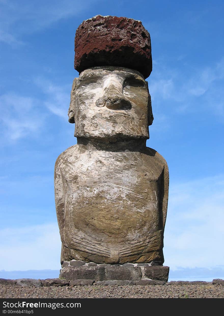 On of 15 moais of Ahu Tongariki - the biggest ceremonial platform of Easter Island. On of 15 moais of Ahu Tongariki - the biggest ceremonial platform of Easter Island