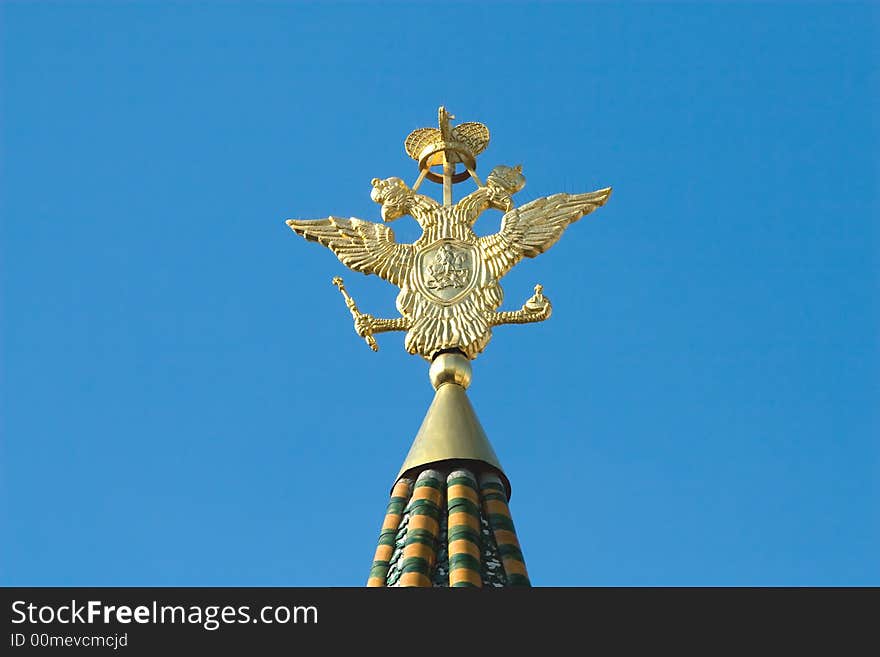 Golden two-headed eagle on the Red Square, Moscow, Russia