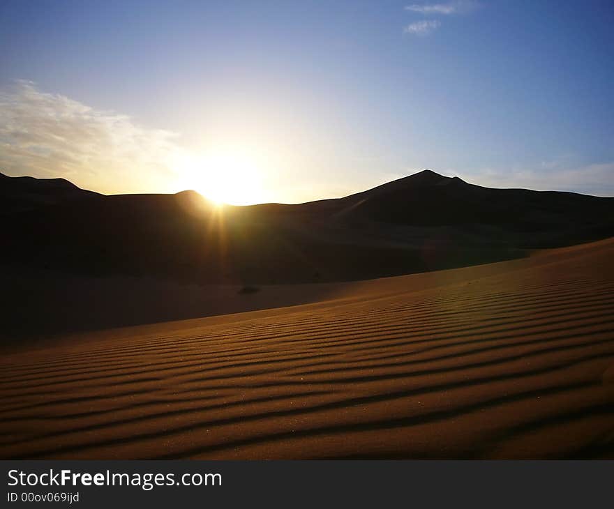 The yellow desert with blue sky