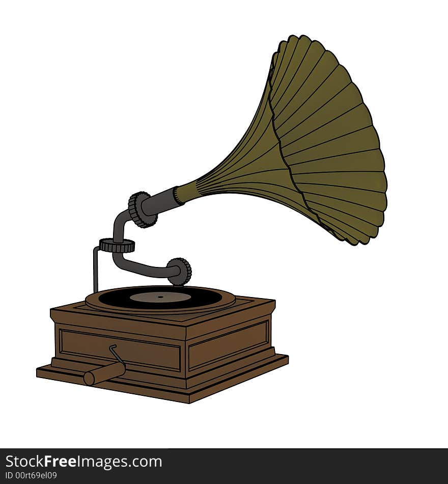 Old gramophone - illustration on white background