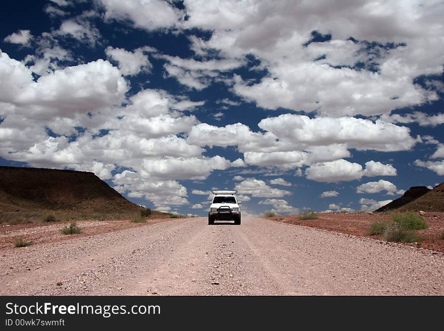 Driving through the desert