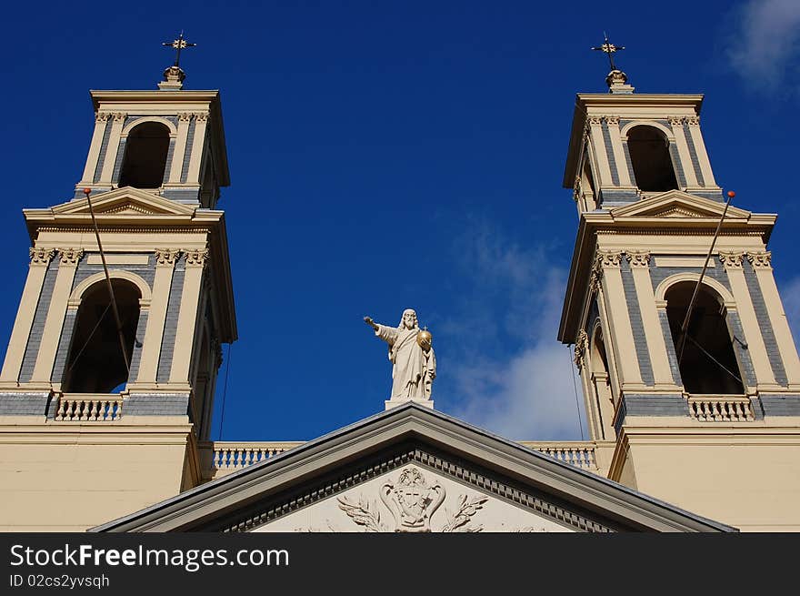 Jesus christ statue on a church in Amsterdam. Jesus christ statue on a church in Amsterdam