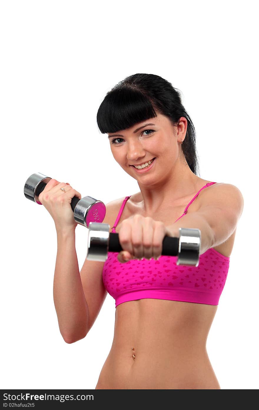 Girl with a dumbbell