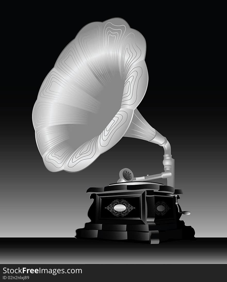 Gramophone. All elements and textures are individual objects. Vector illustration scale to any size.