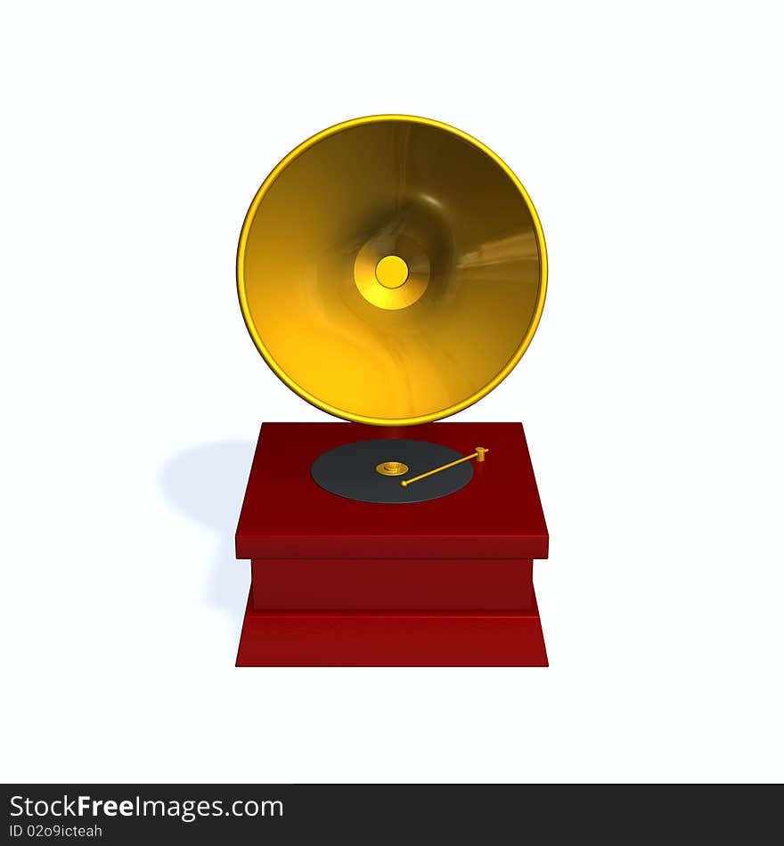 Illustration of a gramophone on white