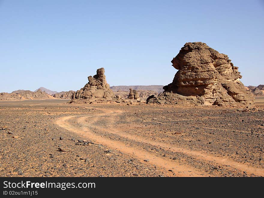 Trail in Libyan desert