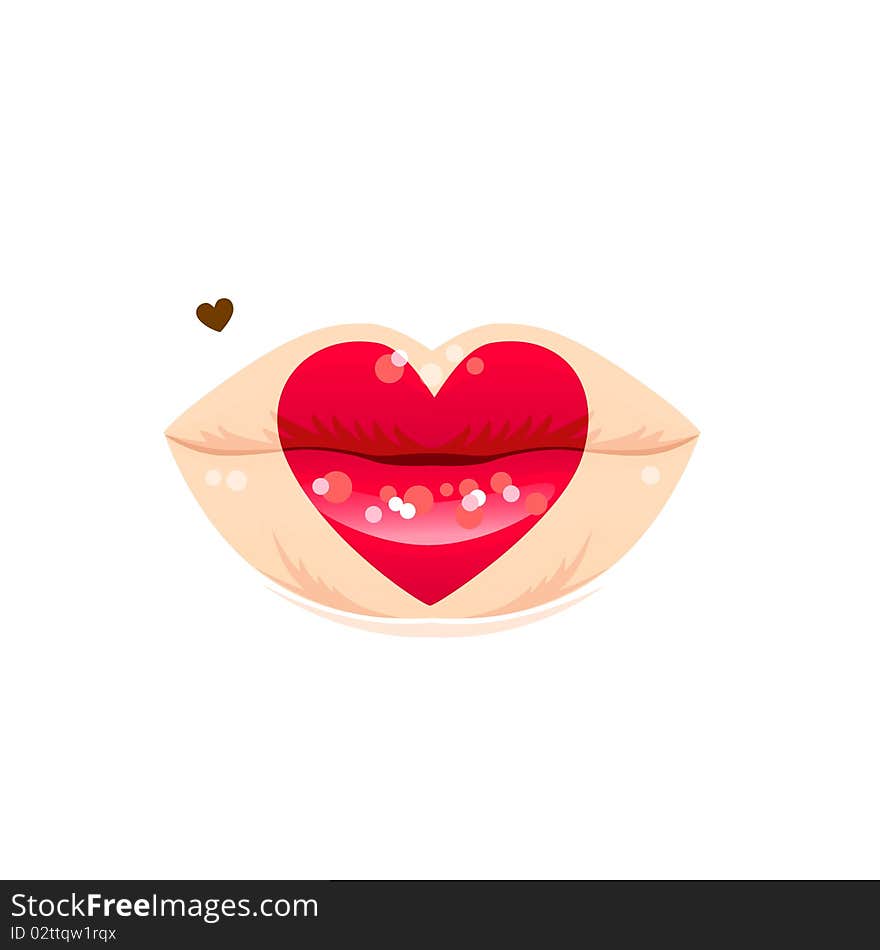 Heart lips with a birthmark.