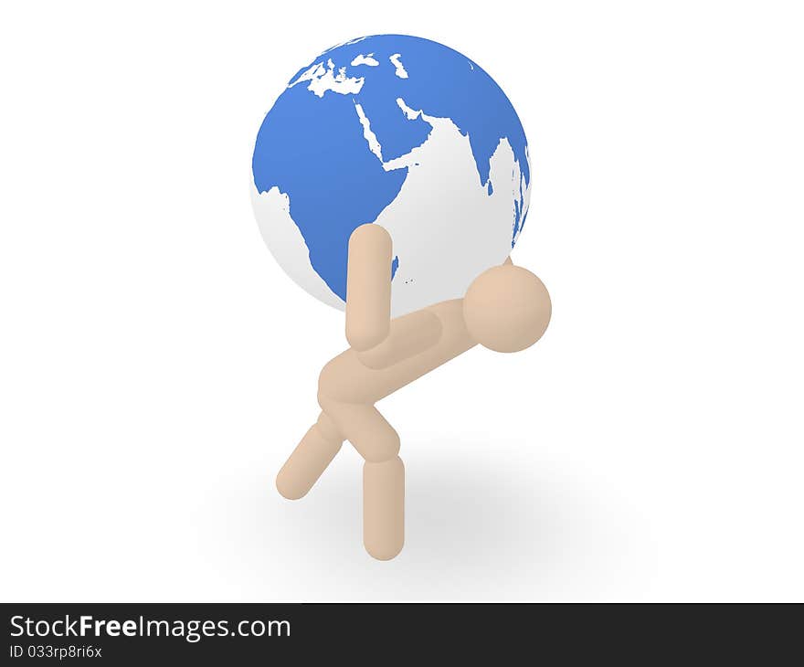 Man carrying Earth in 3D style