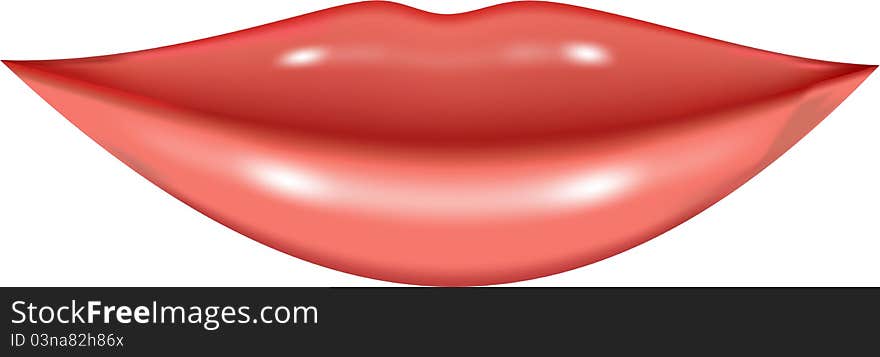 Illustration red lips on white background. illustration.